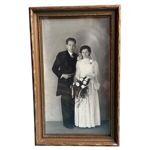 VTG‎ Framed Black & White Wedding Photo 1930s-1940s